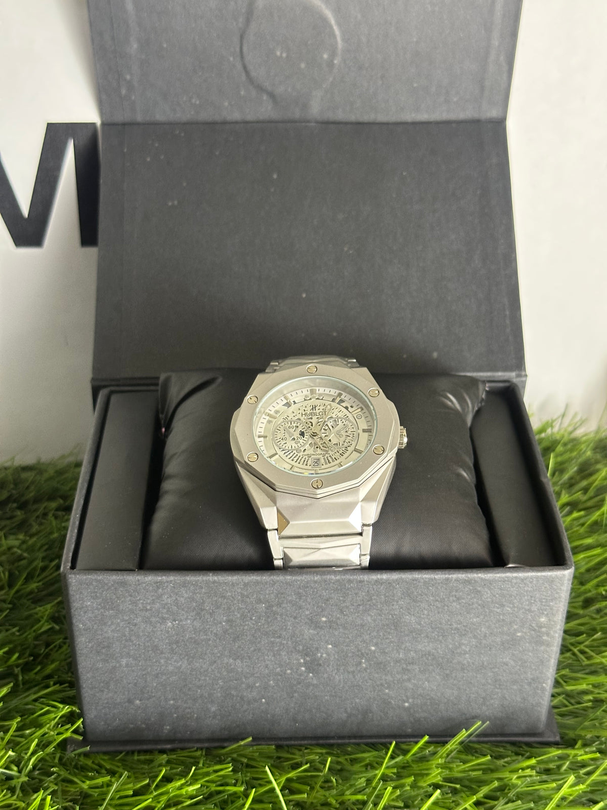 HB Luxury Iced-Out Skeleton Watch — Stainless Steel