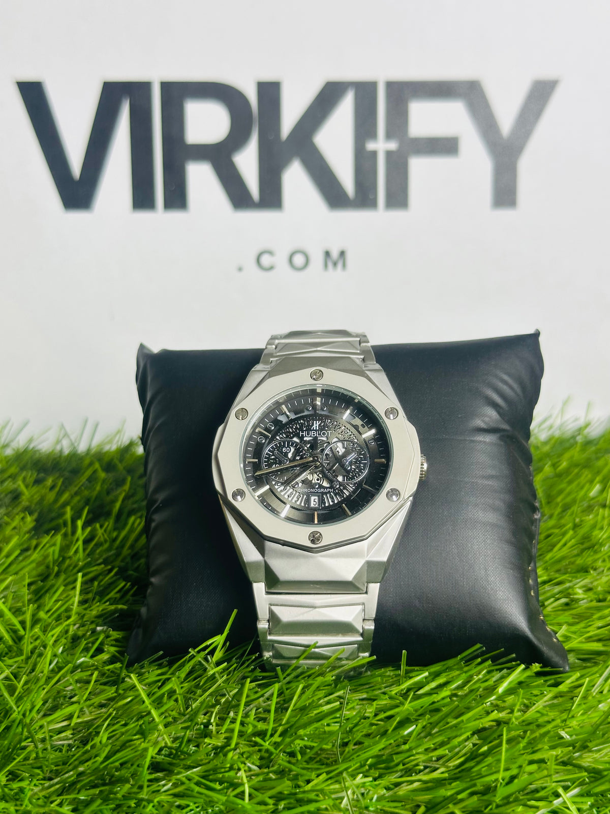 HB Luxury Iced-Out Skeleton Watch — Stainless Steel