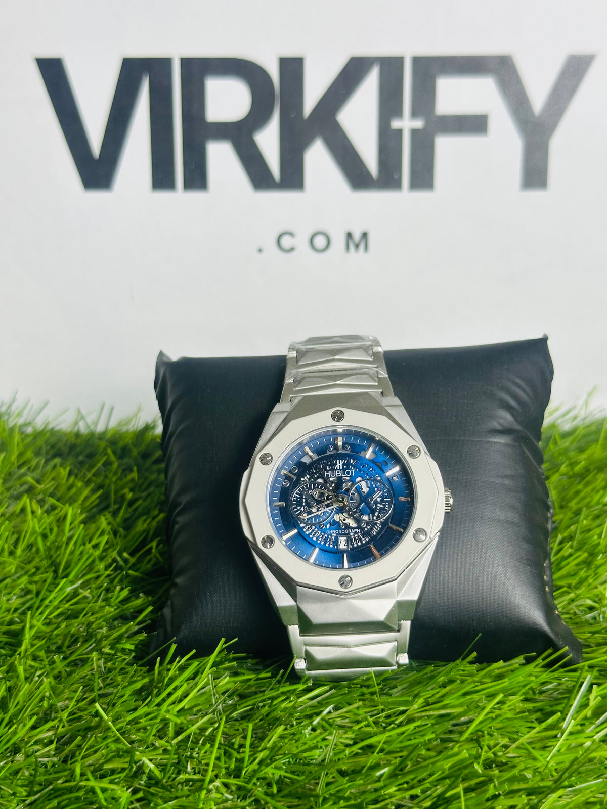 HB Luxury Iced-Out Skeleton Watch — Stainless Steel