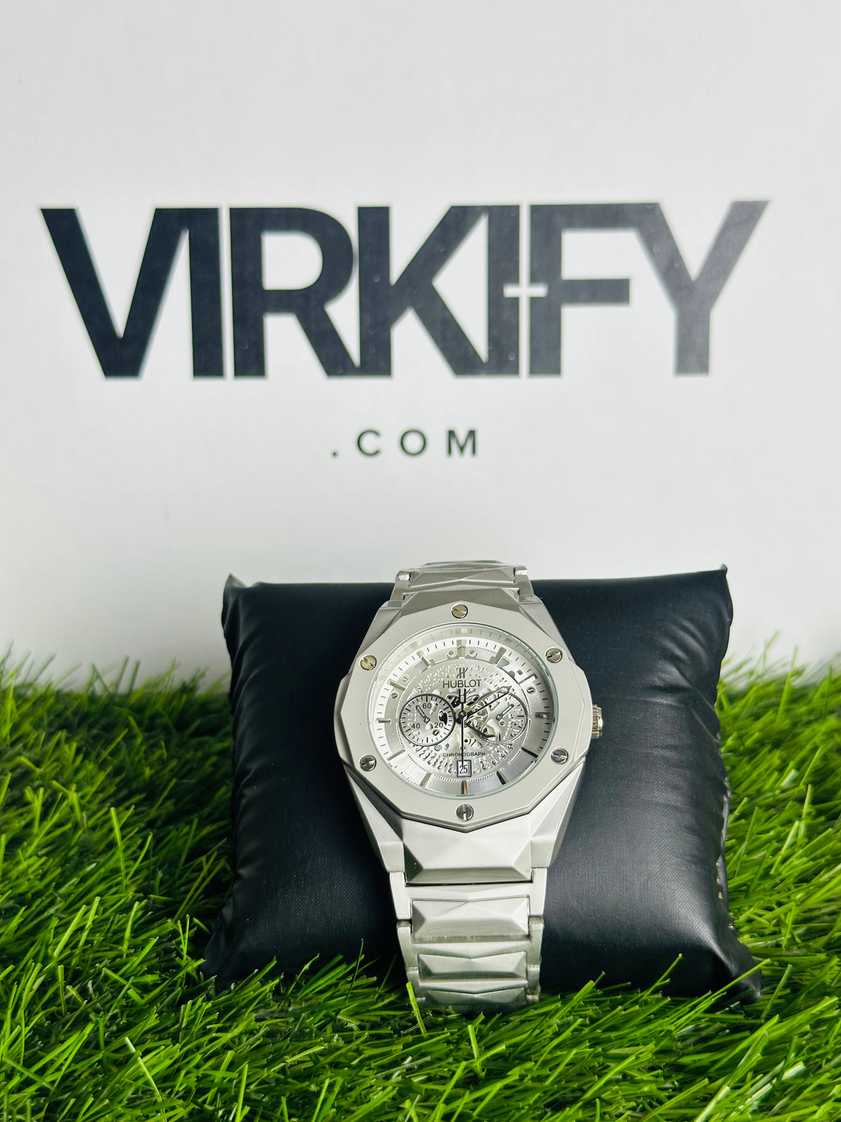 HB Luxury Iced-Out Skeleton Watch — Stainless Steel