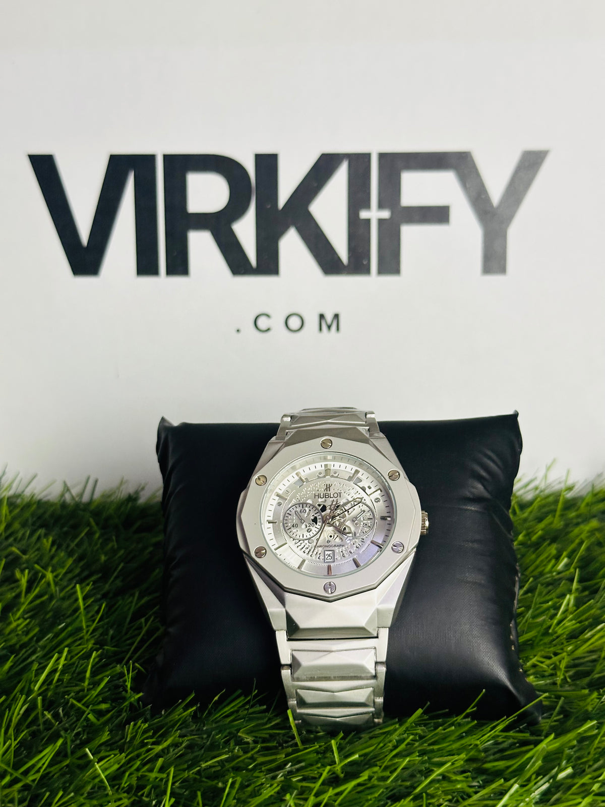 HB Luxury Iced-Out Skeleton Watch — Stainless Steel